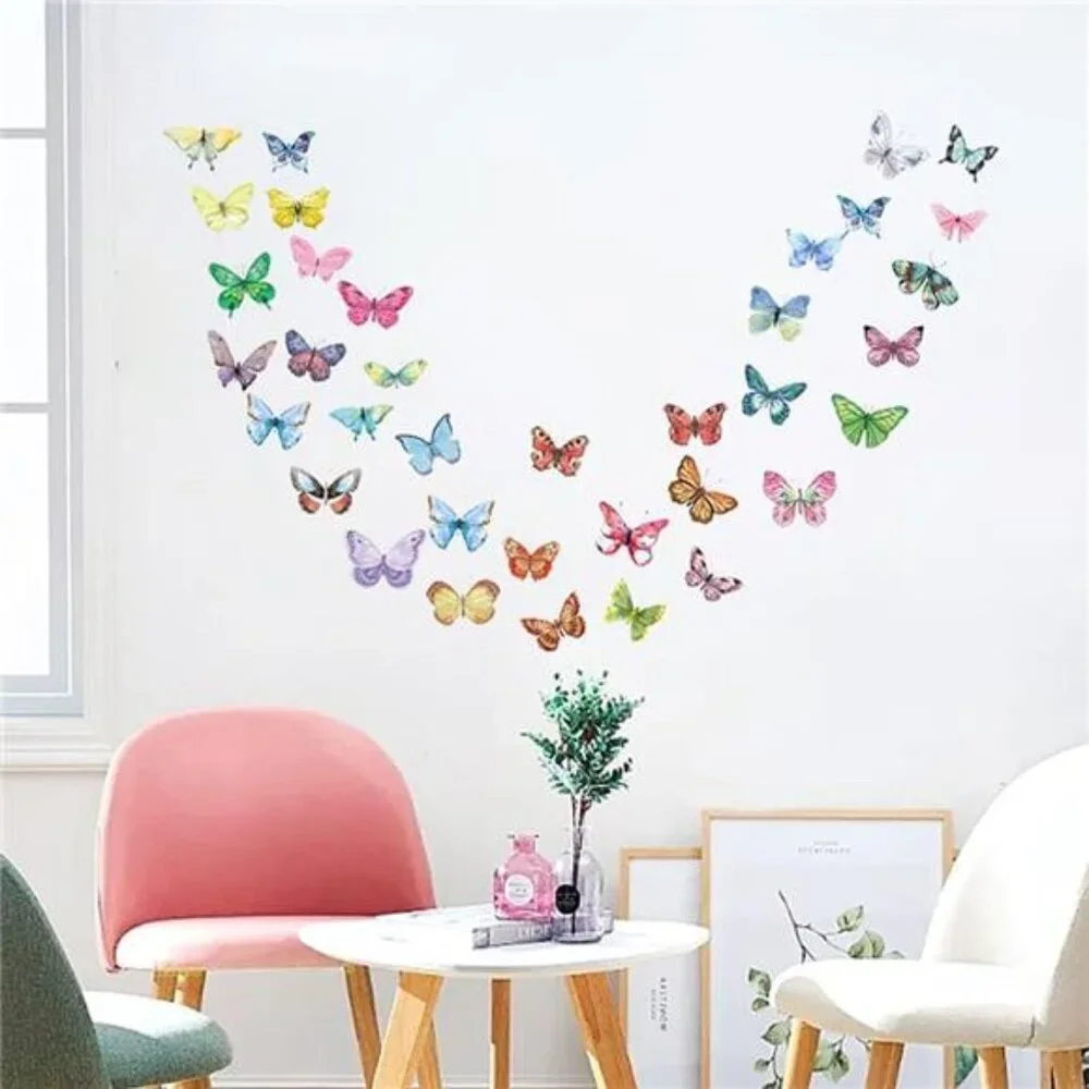 Watercolor Butterfly Peel and Stick Wall Decals for Girls Bedroom